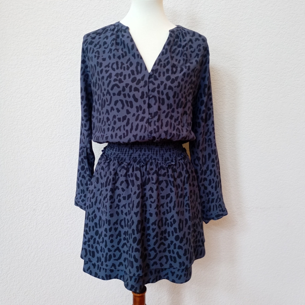 Rails Blue Leopard Print Smocked Dress - image 5